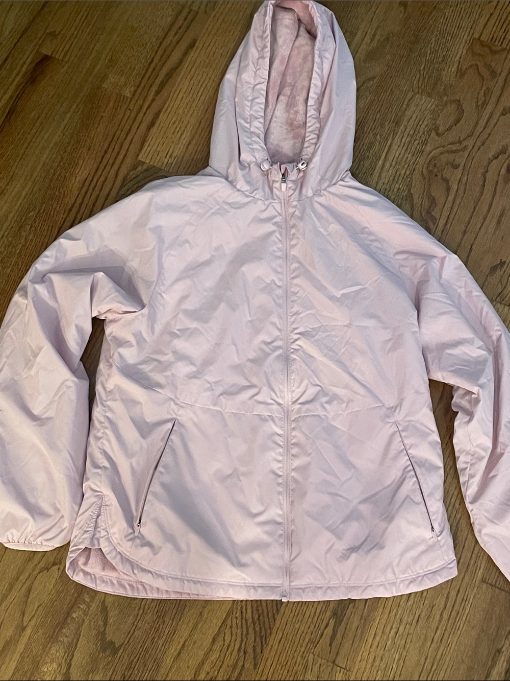 Asics Light Pink Hooded Puffer Jacket Medium
